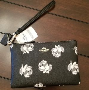 Coach black floral wristlet